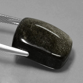 Obsidiana Negro con brillo dorado natural de 22.56 ct, Corte Cojín, Opaco