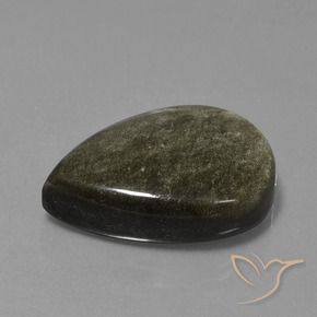 Obsidiana Negro con brillo dorado natural de 25.69 ct, En forma de pera, Opaco