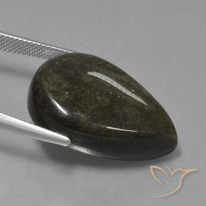 Obsidiana Negro con brillo dorado natural de 25.69 ct, En forma de pera, Opaco