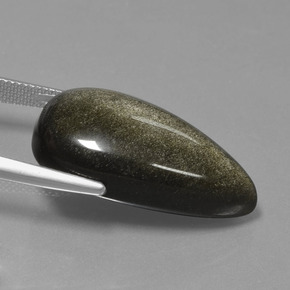 Obsidiana Brillo dorado negro natural de 24.14 ct, En forma de pera, Opaco