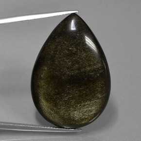 Obsidiana negro natural de 36,35 ct, en forma de pera, opaco