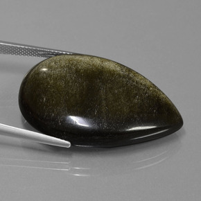 Obsidiana negro natural de 36,35 ct, en forma de pera, opaco