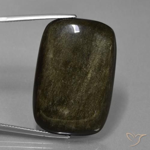 45.22ct Natural Negro con brillo dorado Obsidiana, Forma Cojín, Opaco