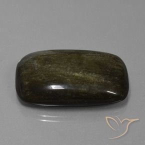 Obsidiana Negro con brillo dorado natural de 45.22 ct, Forma Cojín, Opaco