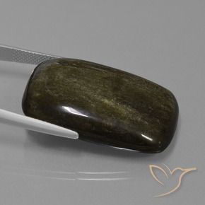 Obsidiana Negro con brillo dorado natural de 45.22 ct, Forma Cojín, Opaco