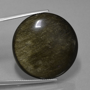 Obsidiana negro natural de 47,21 ct, corte redondo, opaco
