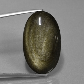 Obsidiana oro natural de 20,82 ct, corte óvalo, opaco