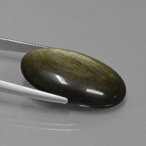 Obsidiana oro natural de 20,82 ct, corte óvalo, opaco