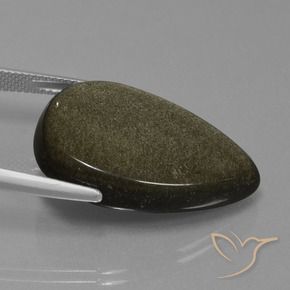 Obsidiana Negro con bronce natural de 23.81 ct, En forma de pera, Opaco