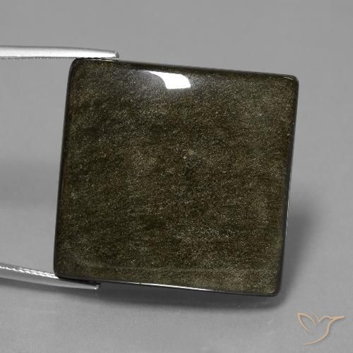 54.37ct Natural Negro con bronce Obsidiana, Cuadrado, Opaco