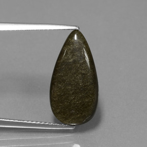 Obsidiana Brillo dorado natural de 3.75 ct, En forma de pera, Opaco