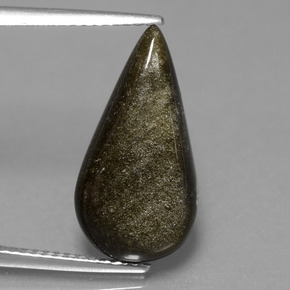Obsidiana Brillo dorado natural de 5.09 ct, En forma de pera, Opaco