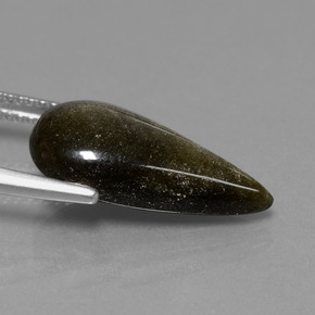 Obsidiana Brillo dorado natural de 5.09 ct, En forma de pera, Opaco