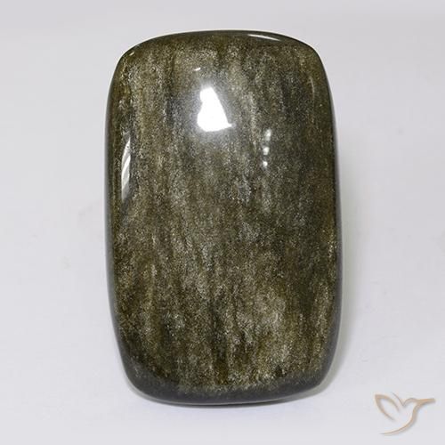 Obsidiana Negro con brillo dorado natural de 40.92 ct, Forma Cojín, Opaco