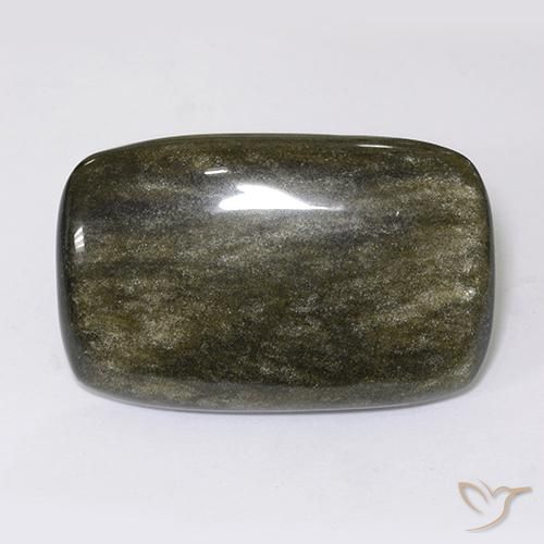 Obsidiana Negro con brillo dorado natural de 40.92 ct, Forma Cojín, Opaco