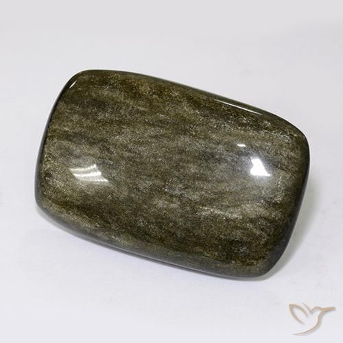 Obsidiana Negro con brillo dorado natural de 40.92 ct, Forma Cojín, Opaco
