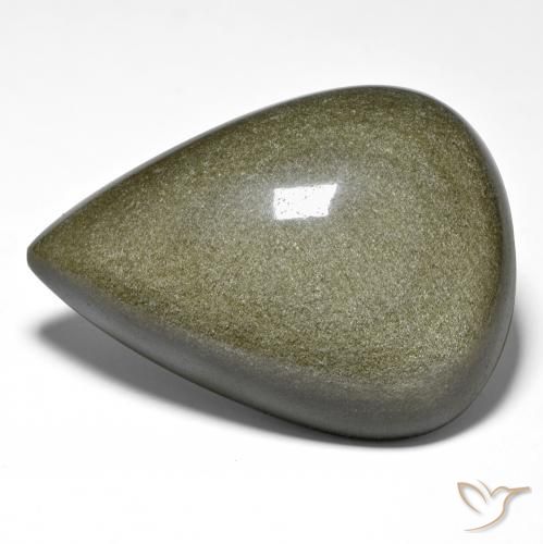 Obsidiana Negro con brillo dorado natural de 59.31 ct, En forma de pera, Opaco