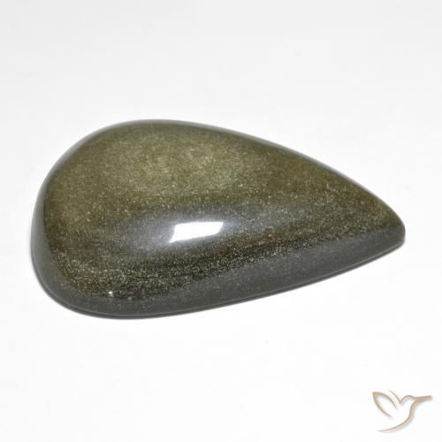 Obsidiana Negro con brillo dorado natural de 59.31 ct, En forma de pera, Opaco