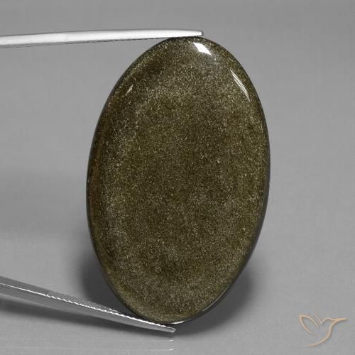44.42ct Natural Negro marrón Obsidiana, Ovalada, Opaco