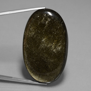 Obsidiana Brillo dorado natural de 49.66 ct, Corte Óvalo, Opaco