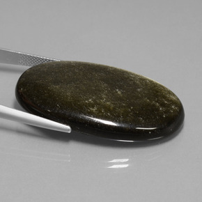 Obsidiana Brillo dorado natural de 49.66 ct, Corte Óvalo, Opaco