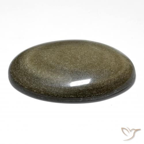 Obsidiana Negro con brillo dorado natural de 71.86 ct, Ovalada, Opaco