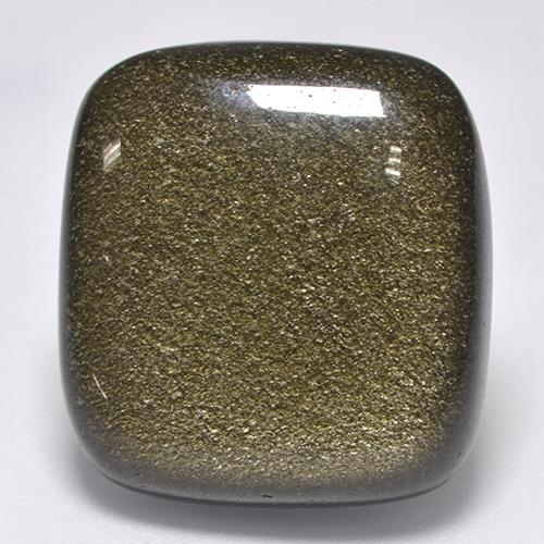 Obsidiana Negro con brillo dorado natural de 22.65 ct, Corte Cojín, Opaco