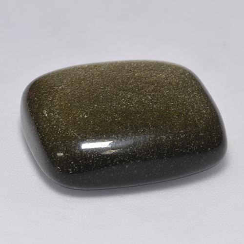 Obsidiana Negro con brillo dorado natural de 22.65 ct, Corte Cojín, Opaco