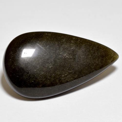 Obsidiana Negro con brillo dorado natural de 17.71 ct, En forma de pera, Opaco