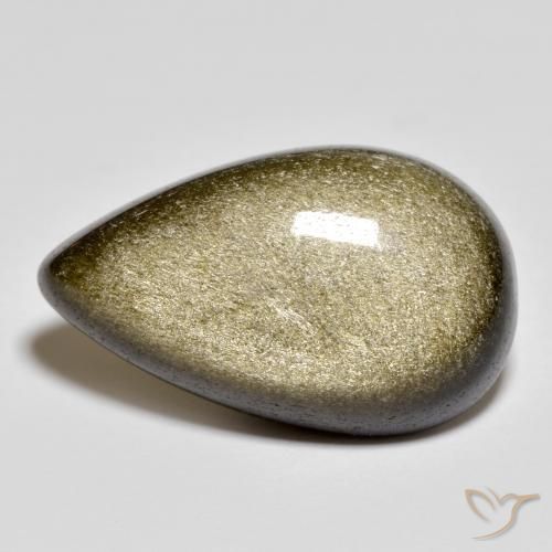 Obsidiana negro con brillo dorado natural de 13,44 ct, en forma de pera, opaco