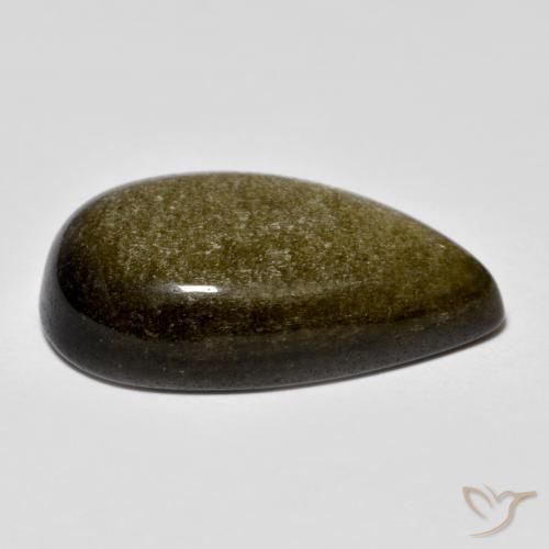 Obsidiana negro con brillo dorado natural de 13,44 ct, en forma de pera, opaco