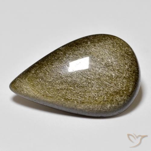 11.74ct Natural Negro con brillo dorado Obsidiana, En forma de pera, Opaco