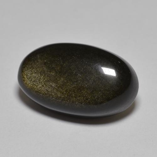 Obsidiana Negro con brillo dorado natural de 10.48 ct, Corte Óvalo, Opaco