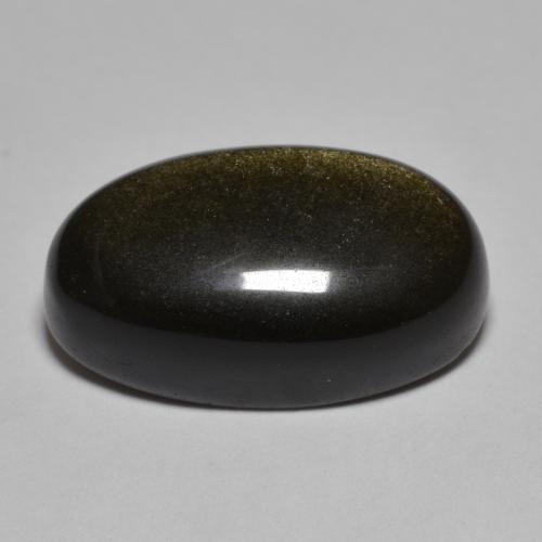 Obsidiana Negro con brillo dorado natural de 10.48 ct, Corte Óvalo, Opaco