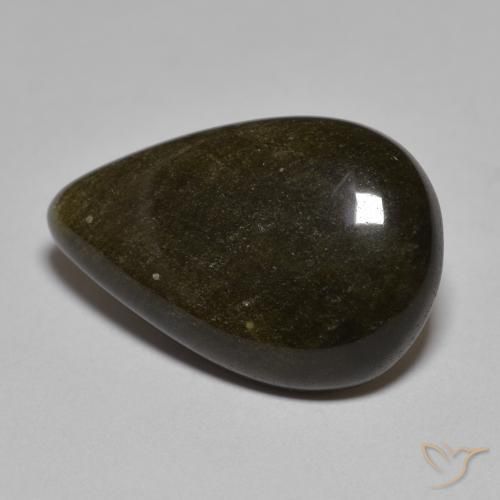 Obsidiana Negro con brillo dorado natural de 10.44 ct, En forma de pera, Opaco