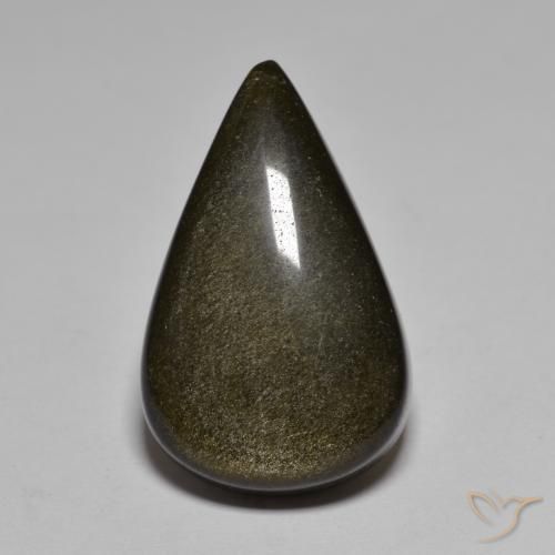 17.42ct Natural Negro con bronce Obsidiana, En forma de pera, Opaco