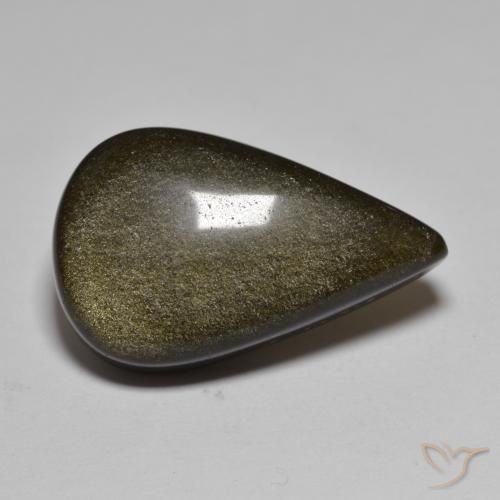 Obsidiana Negro con bronce natural de 17.42 ct, En forma de pera, Opaco