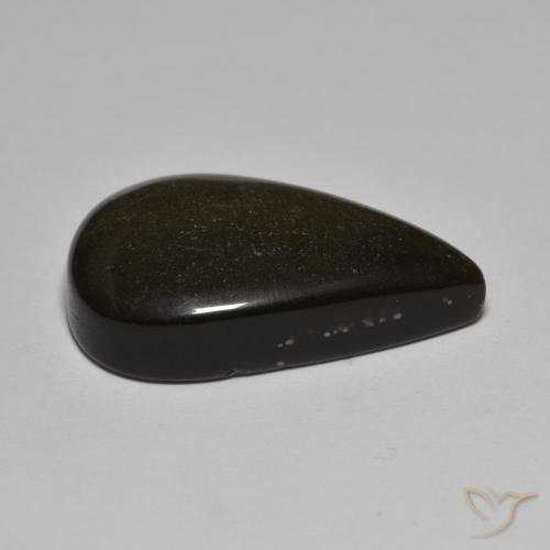 Obsidiana Negro con bronce natural de 17.42 ct, En forma de pera, Opaco