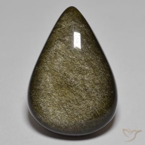 16.17ct Natural Negro con bronce Obsidiana, En forma de pera, Opaco