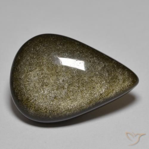 Obsidiana Negro con bronce natural de 16.17 ct, En forma de pera, Opaco
