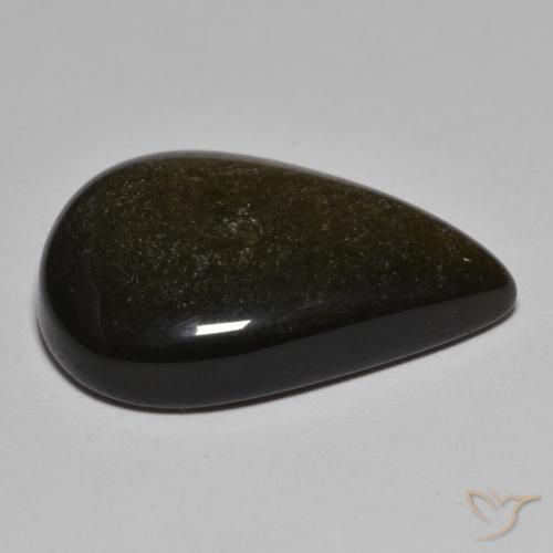 Obsidiana Negro con bronce natural de 16.17 ct, En forma de pera, Opaco