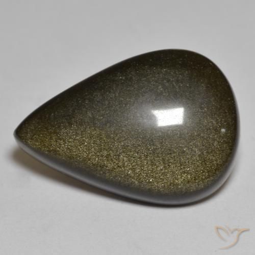 15.09ct Natural Negro con brillo dorado Obsidiana, En forma de pera, Opaco