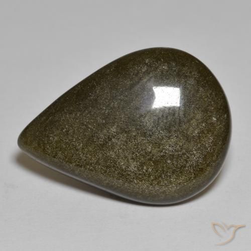 16.54ct Natural Negro con bronce Obsidiana, En forma de pera, Opaco