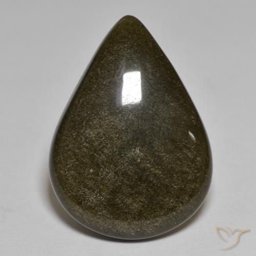 Obsidiana Negro con bronce natural de 16.54 ct, En forma de pera, Opaco