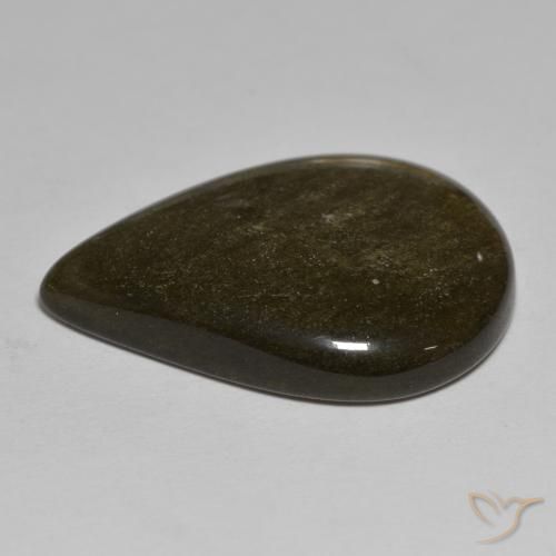 Obsidiana Negro con bronce natural de 16.54 ct, En forma de pera, Opaco