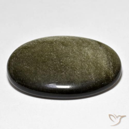 Obsidiana Marrón negro natural de 33.38 ct, Ovalada, Opaco