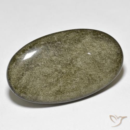 Obsidiana Negro con brillo dorado natural de 31.40 ct, Ovalada, Opaco