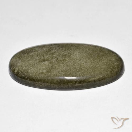 Obsidiana Negro con brillo dorado natural de 31.40 ct, Ovalada, Opaco