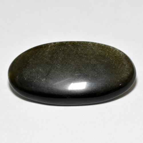 Obsidiana Negro con brillo dorado natural de 16.30 ct, Corte Óvalo, Opaco