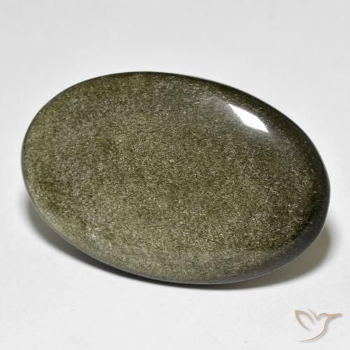 Obsidiana Negro con brillo dorado natural de 23.93 ct, Ovalada, Opaco